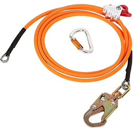 12mm*2,4/3m/3,6m Stahlseilkern-Flip-Line-Kits，Stahlkern Lanyard mit Triple Lock-Karabiner verstellbares Lanyard, niedrige Dehnung, für Absturzsicherung, Baumpfleger, Baumkletterer