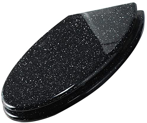 Toilettendeckel, Standard-Toilettendeckel antibakteriell, Heavy Duty Glitzer-Toilettensitz Soft Close mit Schnellverschluss, Einfache Befestigung Oben/unten, Klobrille Ovale Umweltfreundliches Black