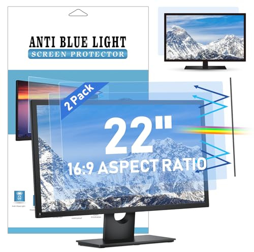 LAMA 2 PACK 22 Inch Blue Light Blocking Screen Protector, 22 Computer Monitor Screen Filter (WxH:19.17x10.78), Anti Blue Light/Anti Glare/Anti-UV/Eye Protection/Reduce Eye Strain(22 16:9)