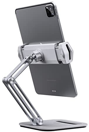 Support Tablette Stand de Tablette en Aluminium, Support de Tablette de téléphone de Bureau, Base de Montage de Bureau réglable à 3-13 Pouces Supports pour Tablette (Color : White)