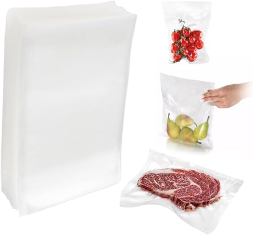 DETERMONDO 100 Buste Sottovuoto Alimenti 30x40, Sacchetti Sottovuoto Alimenti Goffrati Ideali per la Conservazione e Congelazione degli Alimenti Varie Quantità (100 pezzi)