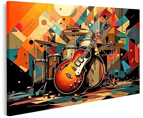 islandburner Stampa su tela pittura chitarra batteria palco pittura chitarra batteria palco batteria palcoscenico G immagini murali poster