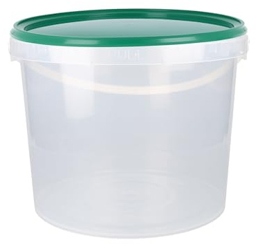 Eimer mit Deckel 5l Rund | Kunststoff Eimer Lebensmittelecht, luftdicht und stabil | Leer Eimer mit Griff und Deckel für Lebensmittel Chemie KlebstoffeTierfutter geeignet Eimer transparent grün