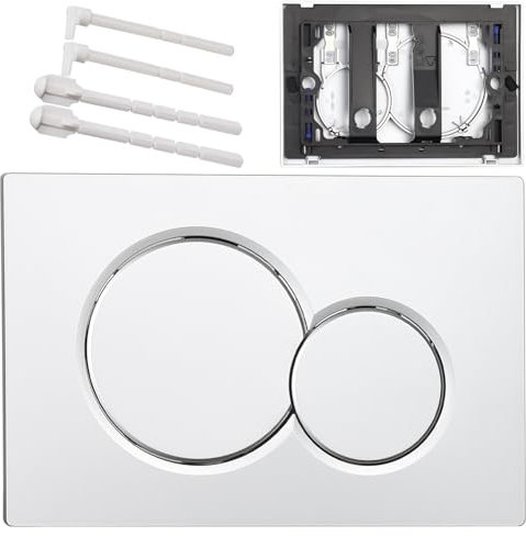 Stylish Dual Button Flush Plate for Geberit Sigma01 115.770.46.6 Actuator Plate Compatible with UP300 / UP320 / UP720 Concealed Cisterns (Silver)