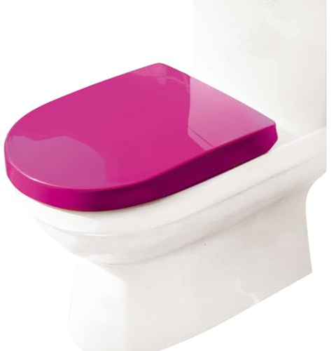 Giural Toilettendeckel D-Form WC Sitz Mit Absenkautomatik, Klodeckel Farbe Klobrille, D Form Toilettensitz WC Deckel Abnehmbar, Toilettenbrille Aus PP Einfache Reinigung,Lila