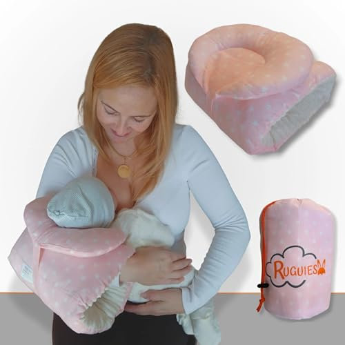 RUGUIES Cojín de Lactancia Ergonómico Almohada Antireflujo 45º | Máximo Confort para Mamá y Bebé | 100% Algodón Oeko-Tex | Portátil con Bolsa de Viaje