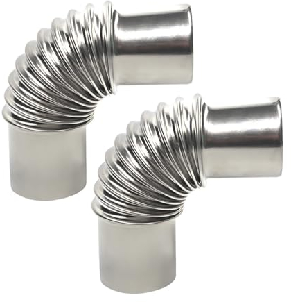 SHYLAC 90° Rohrbogen Ø 90mm Edelstahl Abgasrohr, 2 Stück Edelstahl Kamin Gewindebogen 3,5 Zoll Ofenrohrbogen Hitzebeständiges Rauchrohr, Verlängerung Kaminrohre 9cm