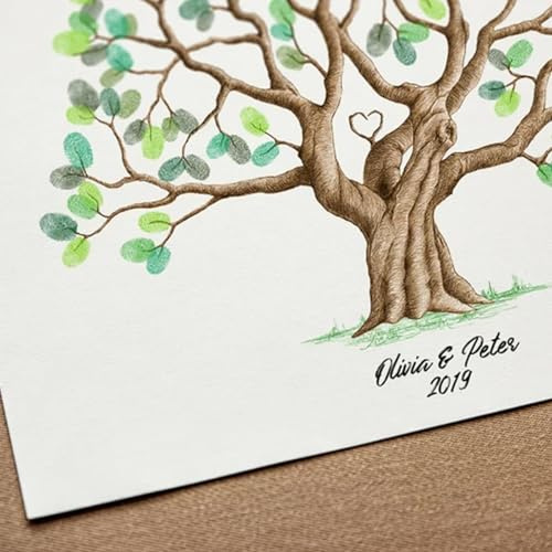 Ahuuen Toi-Le De Empreintes Digitales | Arbre À Empreintes Digitales | D'empreintes Digitales d'arbre | Mariage d'arbre D'empreinte Digitale | pour Mariage Fête d'anniversaire Livre d'or D'empreintes