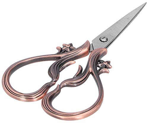 ANKROYU Mehrzweck-Bastelschere, Retro-Schere, Stickschere aus Edelstahl, Nähschere, kleine Bastelschere aus Edelstahl für Nadelkunst (Rose Gold)