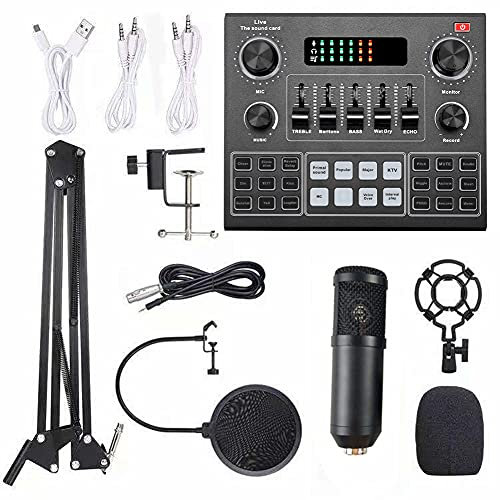 Solinder Intelligent Sound Card and Microphone Kit Multifunktions Live V9 Soundkarte und BM800 Mikrofon Kit mit Federung Streaming Recording Kondensator Mikrofon Set Smart für Computer Handy