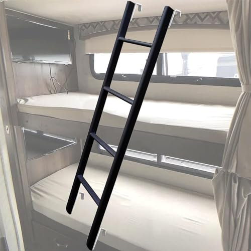 GODFSAHG Échelle de Rechange pour lit superposé RV, échelle de lit superposé en métal Noir avec Crochets, échelle d'escalade réglable/échelles pour Lits Jumeaux pour Camping-Car de dortoir