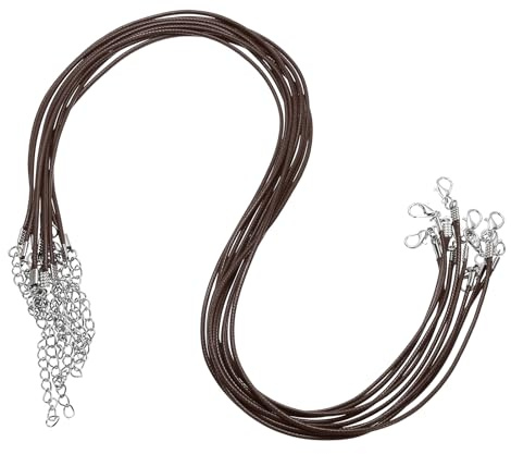 sourcing map 10pcs 20 Inch Waxed Necklace Cord, Bulk Necklace String with Clasp 1.5mm Waxed Leather Cord Rope for Jewelry Making DIY Bracelet Pendant,Dark Brown