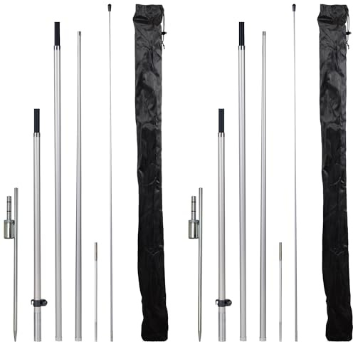 LookOurWay Feather Flag Pole Kit - 13 Feet Tall Swooper Flag Pole Kit with Rotating Ground Spike - Banner Flag Pole for 12ft Arc Shaped Outdoor Advertising Flags - 2 Pack