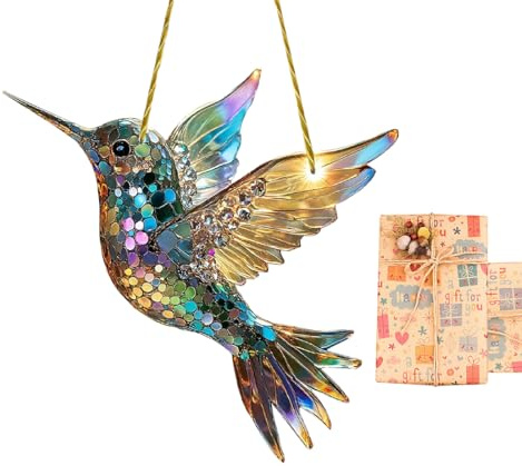 Voyyphixa Fenster Sonnenfänger Vogel Acryl Vögel Deko Bunter Kolibri Fensterbehang 2D Kreative Fenster Türen Deko Stained Bird Window Hangings