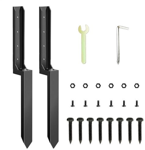 Heavy Duty Fence Post Repair Stakes - 2X Thickened Metal Fence Support Stakes - Solid Repair Bracket, Ground Spike, Post Stabilizer for Quick Fix Tilted, Broken Wood Posts