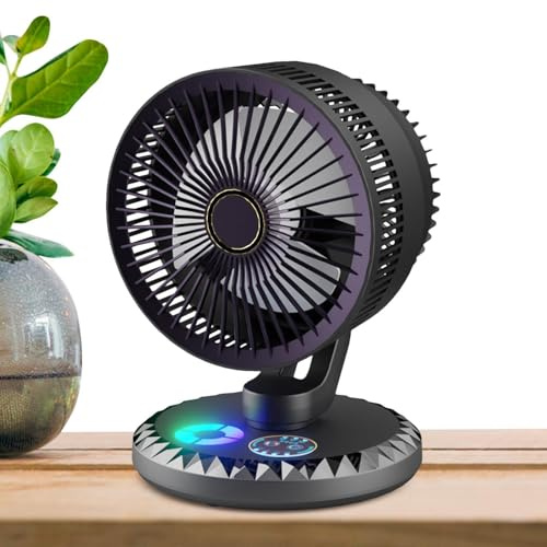 Piccoli fan da scrivania Small Silenzioso ventilatore da tavolo elettrico portatile testa di inclinazione a 90 gradi, parametri a 3 velocità, dispositivo di raffreddamento leggero per donne uomini