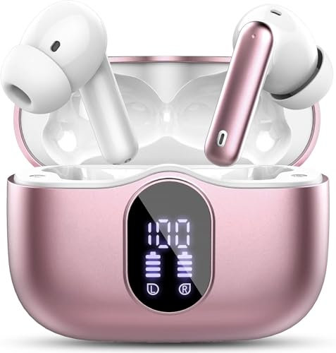 Btootos Auriculares Inalámbricos, Bluetooth 5.4 con HD Micrófono HiFi Estéreo Pantalla LED, Reducción de Ruido, 14.2 mm Controlador dinámico, IP7 Impermeable 40H Cascos Inalambricos