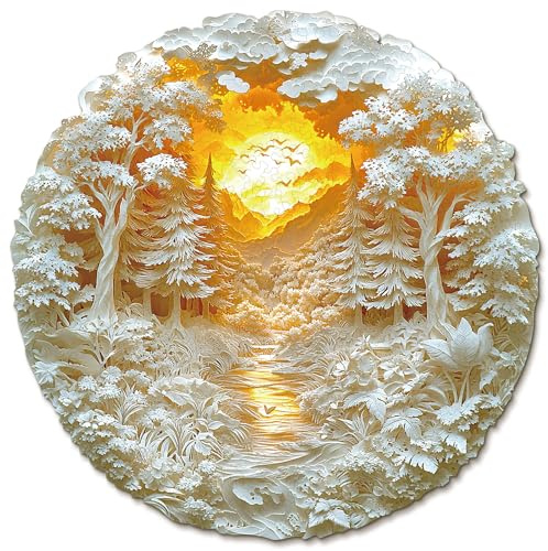 KaayeeWood Holzpuzzle Erwachsene,Geheimnisvoller Wald Holzpuzzle,Einzigartige Wooden Puzzle Mit Geschenkbox,Geschenke für Erwachsene 14+(33 * 33 cm)