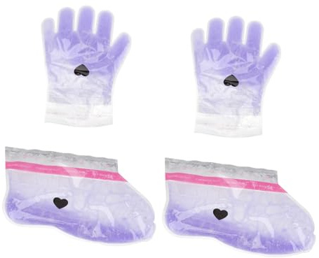 Vaguelly Lavendel Paraffinwachs Hand und Fußabdeckungsset 2 Paar mit Weichem Vliesstoff und Pe Beutel für Angenehme Hand und Fußpflegebehandlung zu Hause