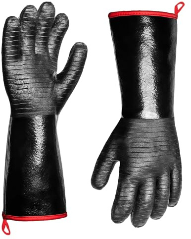 AMFUN Guanti Barbecue, Guanti da Forno per Barbecue, Rivestimento in Neoprene Impermeabile, per la BBQ, Griglia, Ignifugo, Saldatura, Camino, Stufa, Forno, Cottura, 45CM