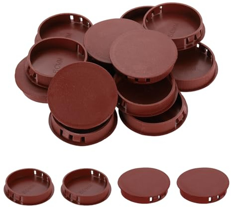 sourcing map Hole Plugs 30pcs 50mm(2-Inch) Plastic Plugs for Round Holes Flush Type for Furniture Cabinets Machines Hardware Fencing Post Pipe, Brown