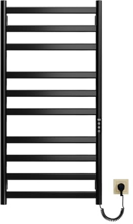 SWHC Scaldasalviette Elettrico,scaldasalviette,Bagno Scalda Asciugamani da Parete,Radiatore per Bagno Elettrico,Display LED,Touch Control,Timer,IPX4,Design Moderno,285W (Nero, 100 * 50 cm)