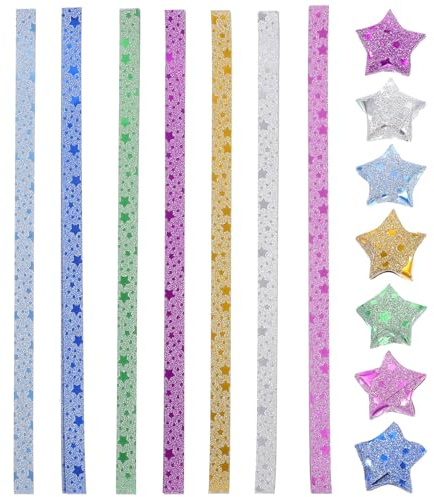 Origami Stern Papierstreifen 140 Stück aus Papier, Leicht Faltbar | Bunte Streifen für Sternenformen, Bastelbedarf für Deko und Requisiten