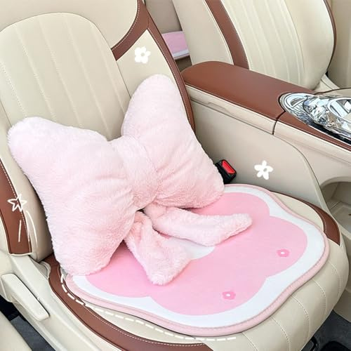 Weiches Kunstfell-Schleifkissen, Plüsch-Schleife, dekorative Kissen für Bett, Sofa, Wohnzimmer, gemütliche Heimdekoration und Geschenk (Rosa, 36 x 42 cm) (Rosa)