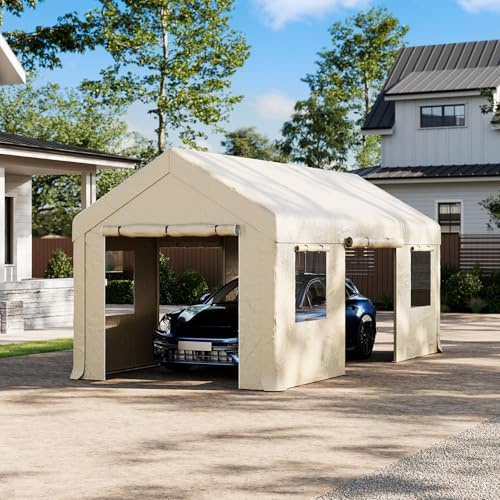 SUNBURY Heavy Duty 10x20ft Carport, Waterproof & UV-Resistant Garage Canopy, Portable Car Shelter for Cars, Trucks, Boats, Outdoor Storage with Reinforced Frame