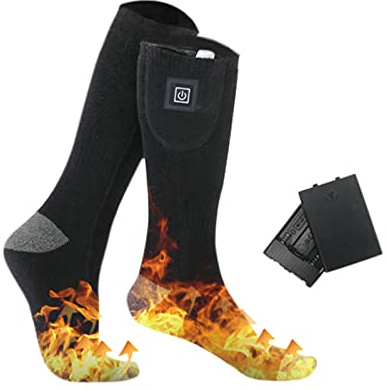 Chaussettes Chauffantes Homme Femme Chaussette Chauffante Chaussette Chaude épaisses avec 3 niveaux de chauffage pour Activités de Plein Air en Hiver Ski Randonnée Chasse (003 Sans batterie)