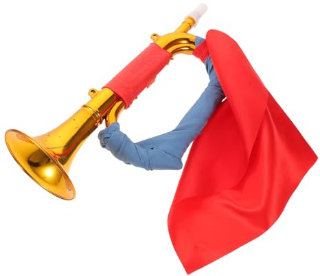 BAZEITFLOW Trompeta de Juguete para Fiestas, Corneta de Aire Portátil de Plástico, Incluye Cinta Azul y Tela Roja, Instrumento Ruidoso para Eventos Deportivos y Celebraciones, Juguete
