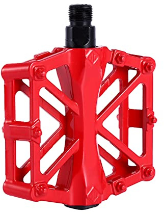 Naroote Pédales VTT en Aluminium Antidérapantes Durables, Plate-Forme de Vélo pour la Course sur Route et Le Cyclisme Récréatif, Couleurs Vives, 1 Paire, 3 Couleurs (Rouge)