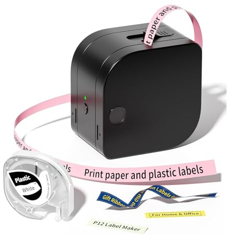 CCZRD Impresora De Etiquetas Portátil con Bluetooth, Impresión por Transferencia Térmica Múltiples Plantillas, Icono For Almacenamiento, Oficina Y Hogar Impresión Rápida Nítida Cada Etiqueta(Black)