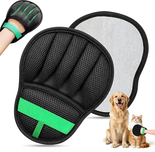 Fablet Pet Hair Removal Glove, Double Sided Electrostatic Dog Hair Remover Glove and Cat Hair Remover Glove for Furniture, Carpet, Couch, Clothes, Reusable Five Finger Pet Hair Glove with Round Palm