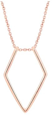 925 Sterling Silber Ringhalter-Halskette für Frauen, geometrischer Anhänger 45 cm lang, Wishbone-Halskette, Raute