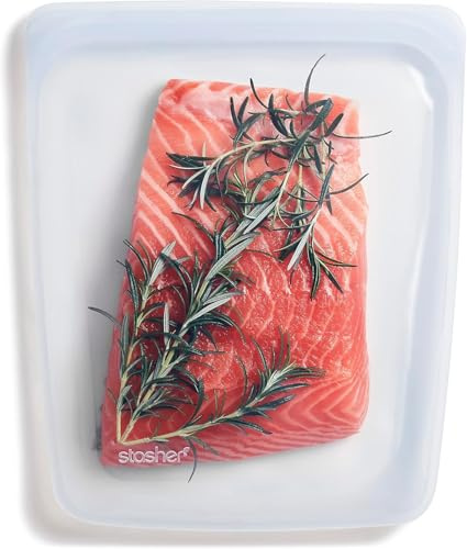 Stasher Silikonbeutel für Lebensmittel, Half Gallon (transparent) | wiederverwendbare Gefrierbeutel | abwaschbarer Zip Beutel | 24,1 x 27,3 x 1,3 cm / 1,8 L