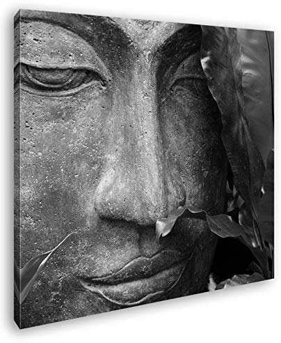 deyoli Zen Buddha Statur Format: 70x70 Effekt: Schwarz&Weiß als Leinwandbild, Motiv fertig gerahmt auf Echtholzrahmen, Hochwertiger Digitaldruck mit Rahmen, Kein Poster oder Plakat