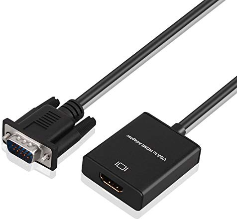 Conversor VGA a HDMI con cable de audio y cable USB VGA macho a HDMI hembra adaptador para PC computadora portátil proyector de computadora