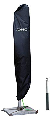 Awnic Housses pour Parasols de Jardin Exterieur Imperméable, Résistant Aux UV et à la Déchirure en 420D Oxford Housse Parasol Deporte 4x3m Noire 265x40/50cm