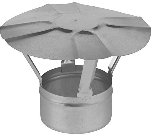 Proper Tools Galvanised Steel Chimney Cowl - Ø 125 mm (4.92) - Flue Liner Cap, Duct Plug Pipe, Rain Cover, Stove Log Burner Cap, Tube Finishing