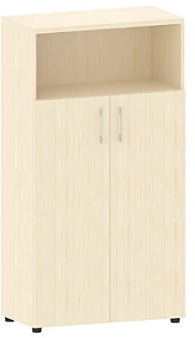 Aktenschrank-Regalkombination 4 Ordnerhöhen Holz, B80xT40xH148cm versch. Farben | Aktenschrank-Regal 3 Holzböden á Ordnerhöhe Fächerschrank Schrank-Regal (Ahorn)