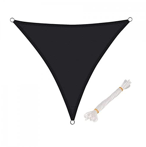 Oypla 3m x 3m x 3m Black Triangular Outdoor Garden Patio Sun Shade Sail Canopy UV Protection Water Resistant with Mounting Ropes