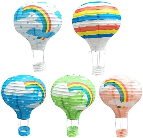 WERTYT 5 Piezas Decoración Globo De Papel Aire Caliente, Faroles para Fiesta Bienvenida Al Bebé Boda - Color Al Azar