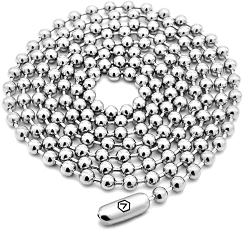 VENICEBEE® Long Stainless Steel Ball Chain Medical Grade 316L Surgical Metal Dog-Tag ID Military Necklace 30 INCHES 3MM Wide Resizable Chain 30 inch + Pouch - HYPOALLERGENIC LEAD-FREE METAL