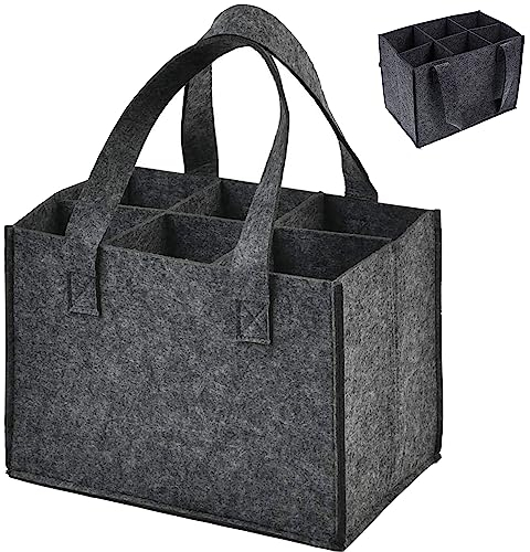 GangGangBAO Flaschentasche 6 Fächer, Flaschenträger Filz Flaschentasche Bier Bottle Bag Männerhandtasche Flaschen Tasche Filztasche Weinflasche Tasche Flaschenhalter (1)