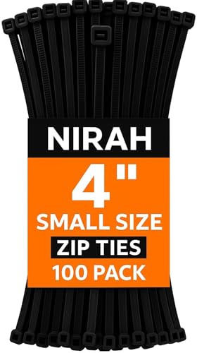 Small Zip Ties Black 4 inches, UV-Resistant, Self-Locking Nylon Small Cable Ties, Mini Zip Ties for Electronics, Wire Management, Office, Garden, Craft & Decorations by Nirah