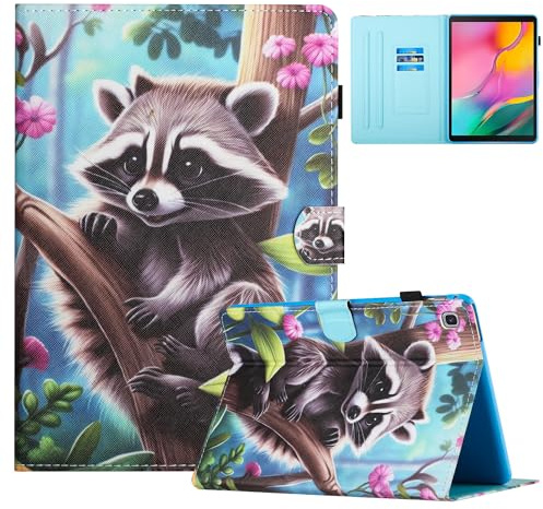 TEDTIKJT Funda para Tablet Samsung Galaxy Tab S6 Lite 10.4 Pulgadas (2022/2020 SM-P610/P613/P615/P619) Carcasa Cuero PU Flip Protectora Cover con Soporte Función y Auto-Sueño/Estela, Mapache