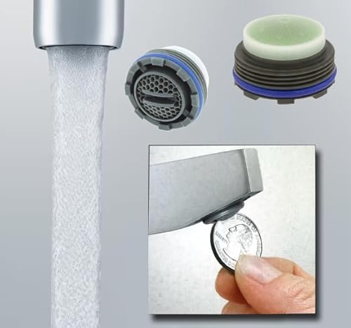 Cache Coin Slot Faucet Aerator Hidden Aerated Stream flow Rates for Kitchen Bathroom Male Standard/Junior Small Sizes (Green 1.5 gpm, Junior Male)