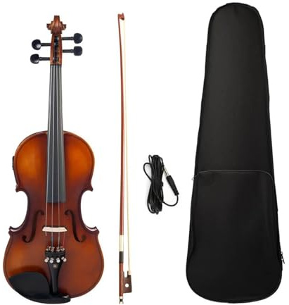 Set Violino Elettrico Acustico 4/4 Violino Per Studenti Adulti Con Custodia Rigida Per Spallacci E Corde Per Arco (Color : Wood)