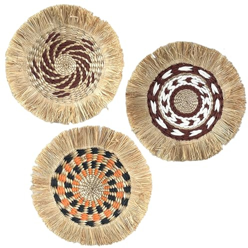BestAlice - Cesta Tejida para Decoración de Pared, 3 Piezas, Moderna Cesta Colgante de Pared, Cesta Tejida Bohemia, Decoración de Pared Circular, Macramé Bohemio para Colgar en la Pared para(#3)